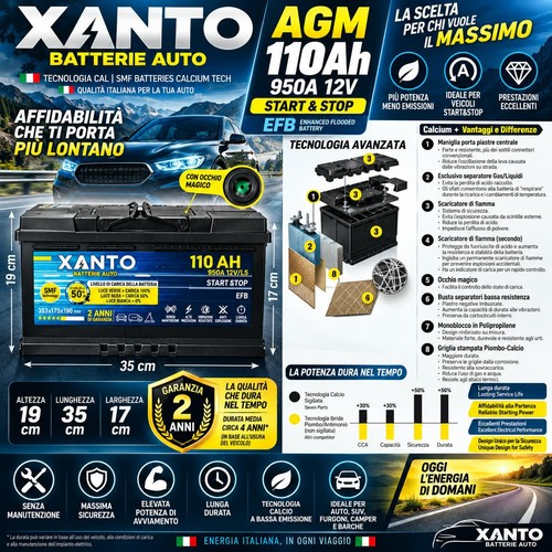 Batteria auto xanto 110ah 950a - batteria,